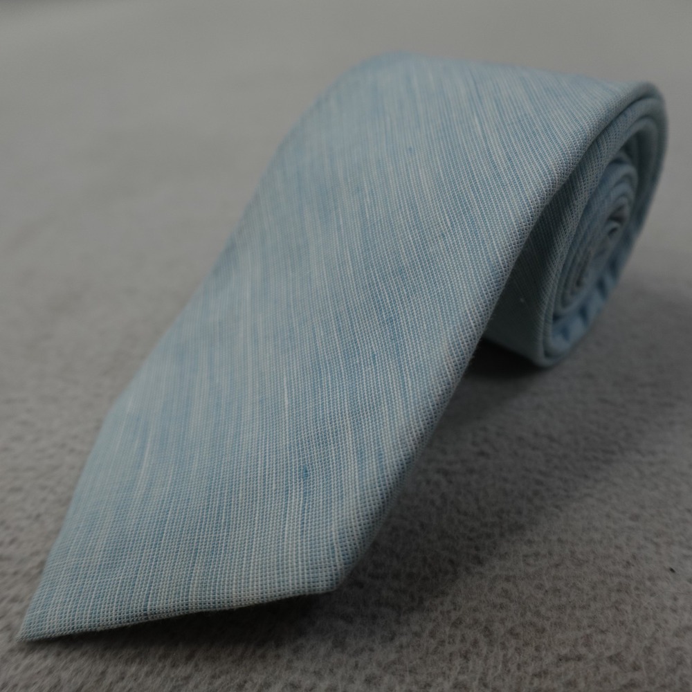 J Crew Baird McNutt Tie Mens Light Blue Irish Linen Handmade USA Necktie
